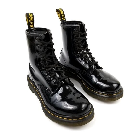 Dr. Martens Black Patent Leather Combat Boots 6 Grunge Y2k 90s Urban Streetwear - Picture 3 of 9